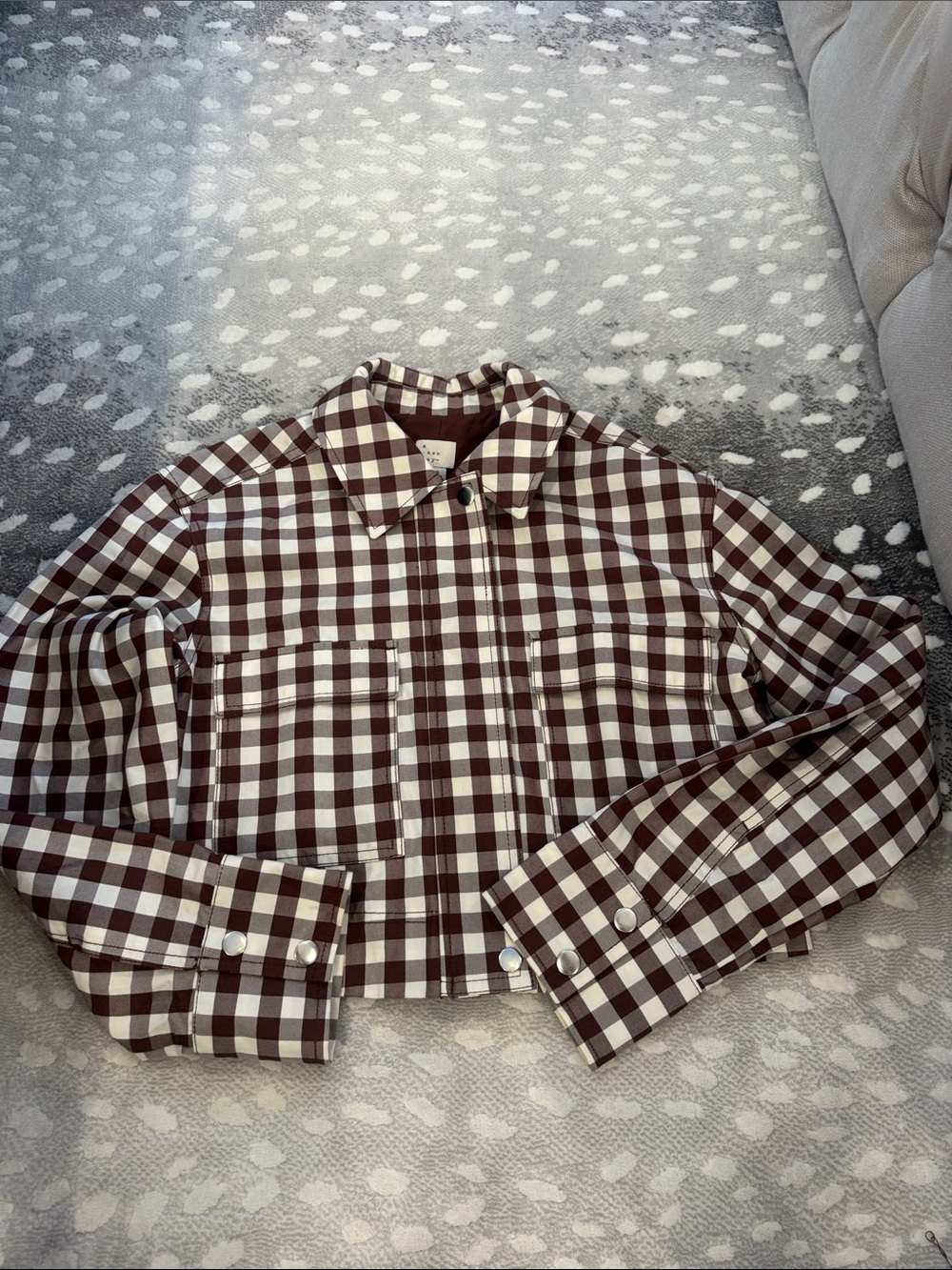 Target Women's Brown and White Check Bomber Jacket
